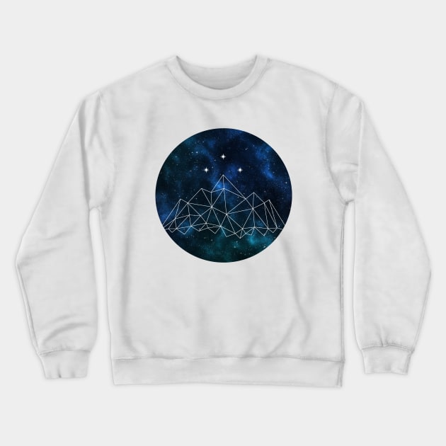 Night court - geometric mountain and stars on galaxy background Crewneck Sweatshirt by Ranp